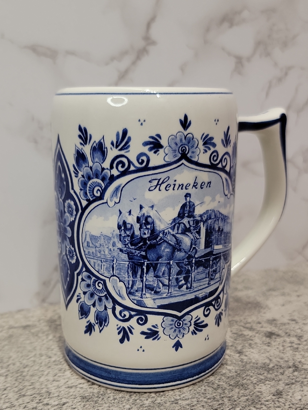 Vintage Heineken Blue Delft Ceramic Beer Stein Mug from Holland - Picture 4 of 14